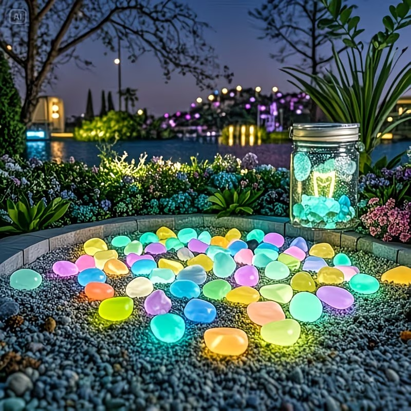 Aquarium Marine Plants - 300PCS Luminous Pebble Set,0.9-1.5cm Resin Glow