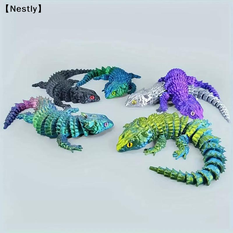 Aquarium Marine Plants - 3D Printed Conjoined Lizard Statue Ornaments,