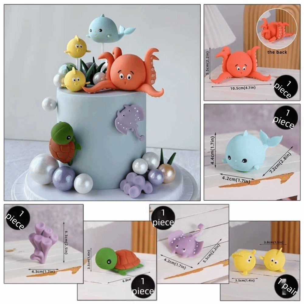 Marine Aquarium Decorations - Cute PVC Cake Topper Sea Animal