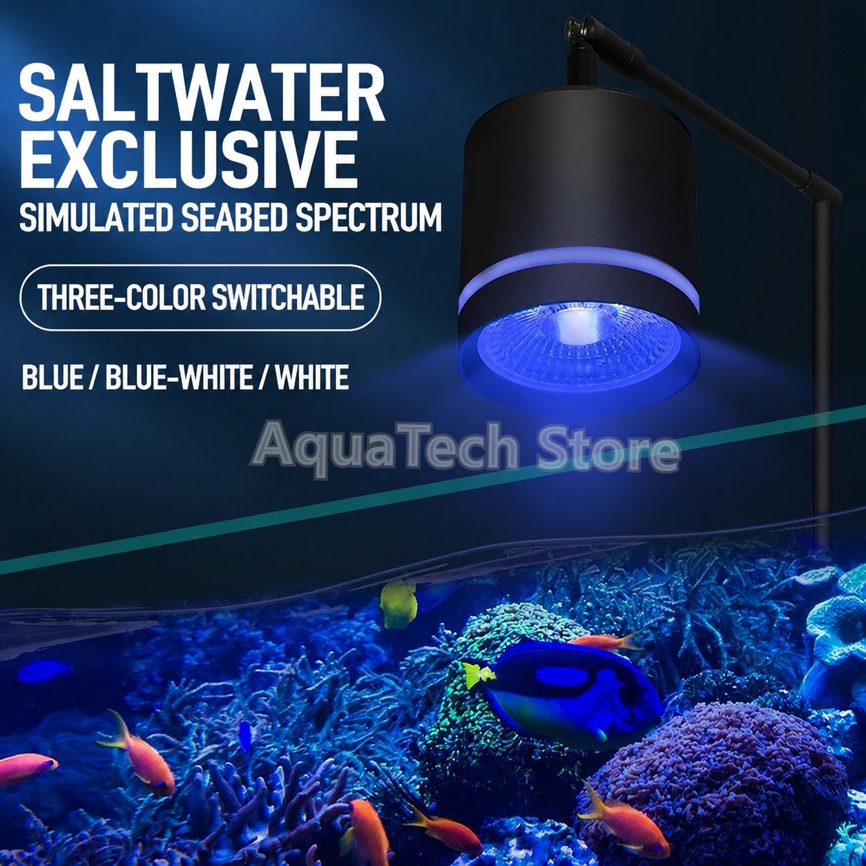 Aquarium Blue Marine Reef - 3 Modes COB LED Aquarium Clip