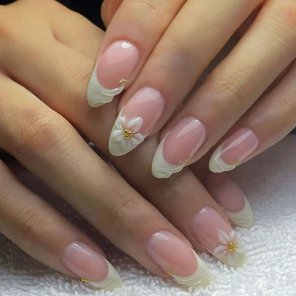 Marine Aquarium Decorations - 24pcs Almond 3d gel nails Whale