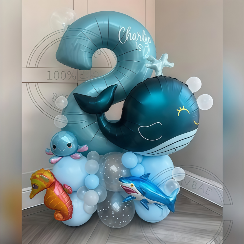 Marine Aquarium Decorations - 38Pcs Ocean Animal Themed Birthday Balloon