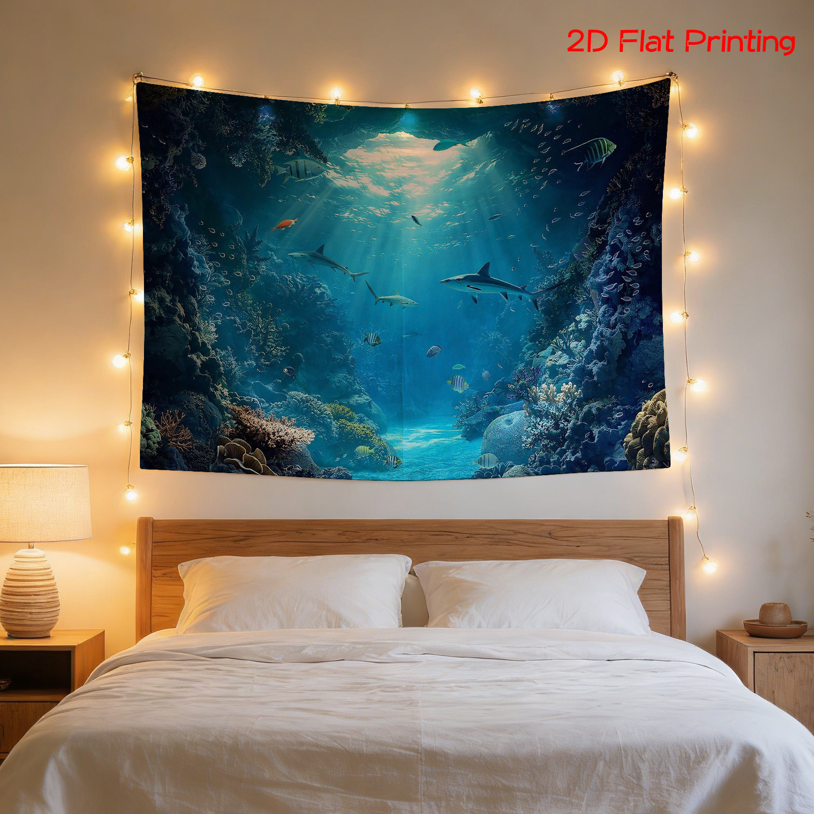 Large Ocean Tapestry Wall Hang - Aquarium Blue Marine Reef review and price