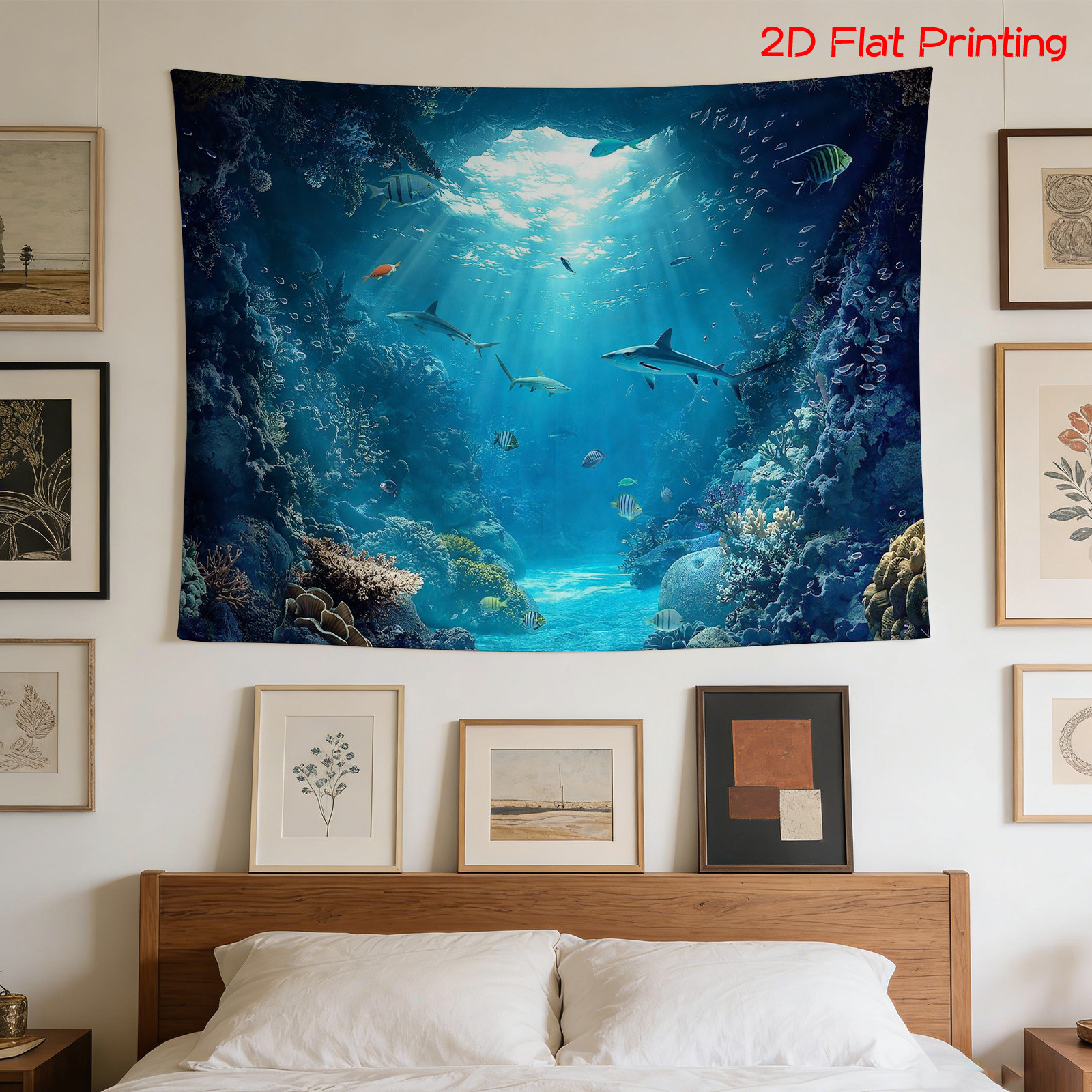 Large Ocean Tapestry Wall Hang - Aquarium Blue Marine Reef review and price