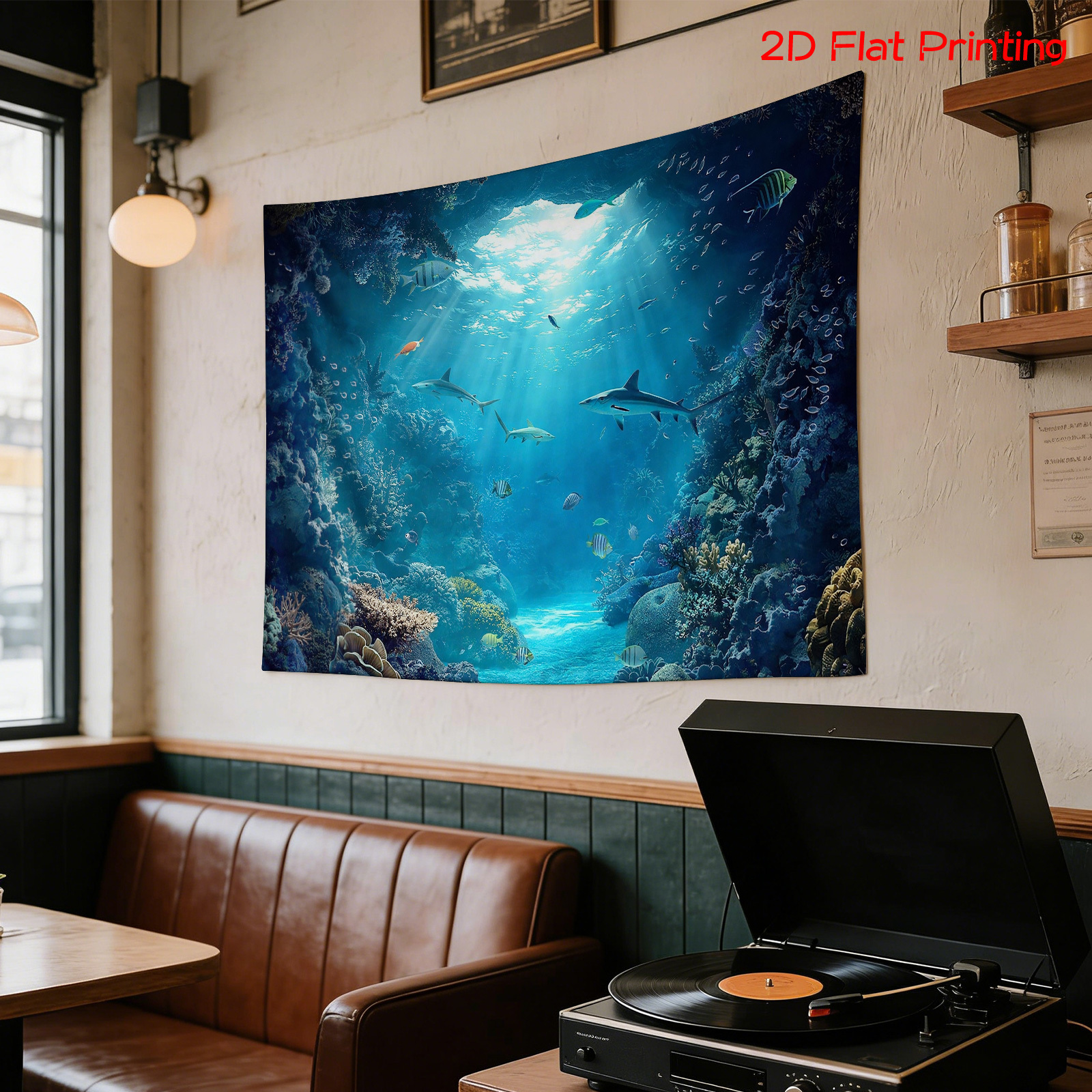 Large Ocean Tapestry Wall Hang - Aquarium Blue Marine Reef review and price
