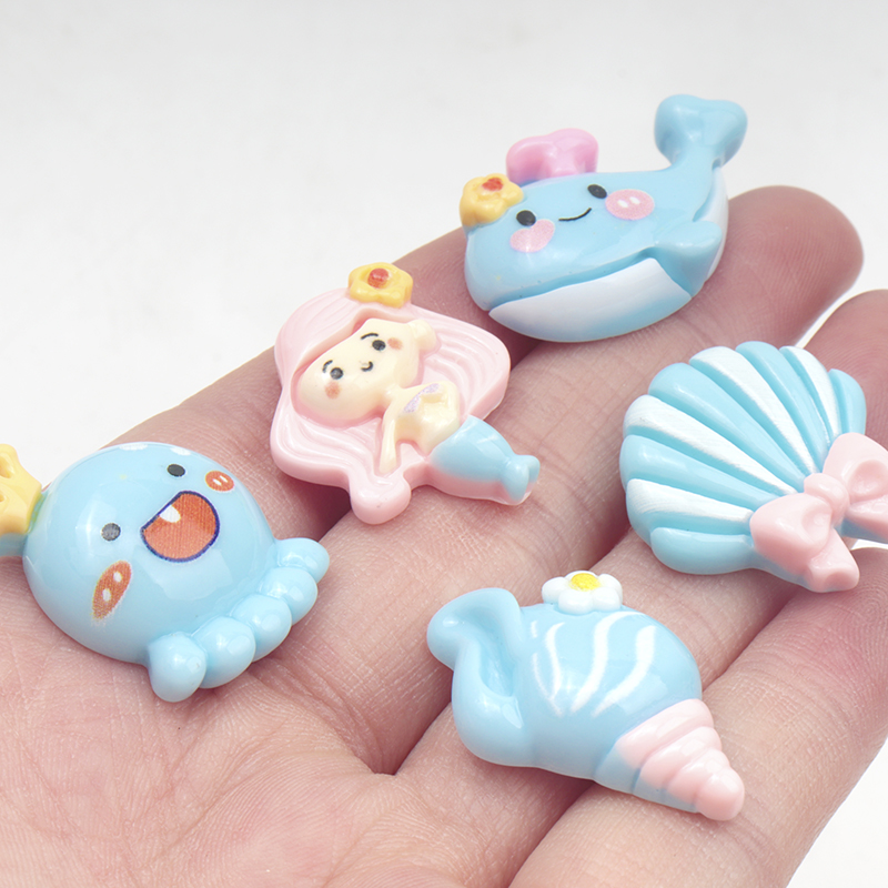 10/100Pcs Cute Blue Flat Back  - Marine Aquarium Decorations review and price