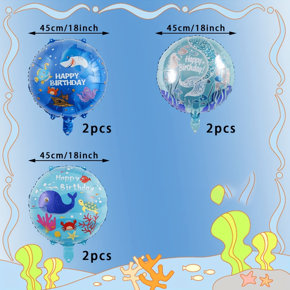6pcs Ocean Theme Party Balloon - Marine Aquarium Decorations review and price