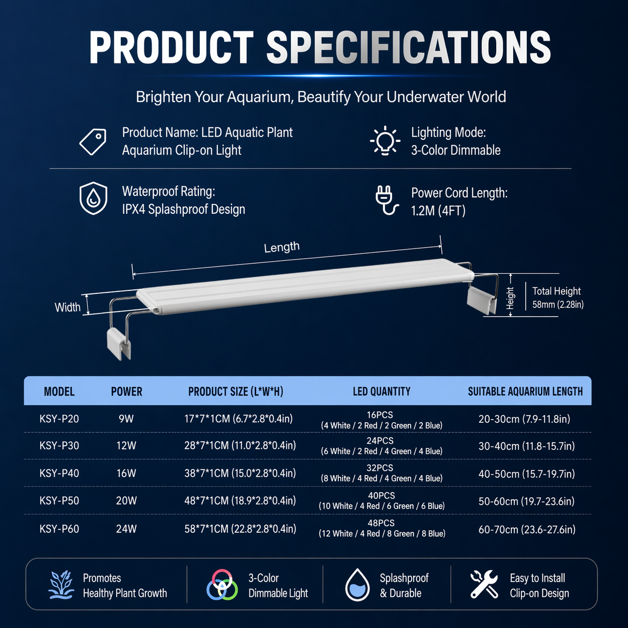 220V LED Aquarium Plant Light  - Marine Aquarium Lamp review and price