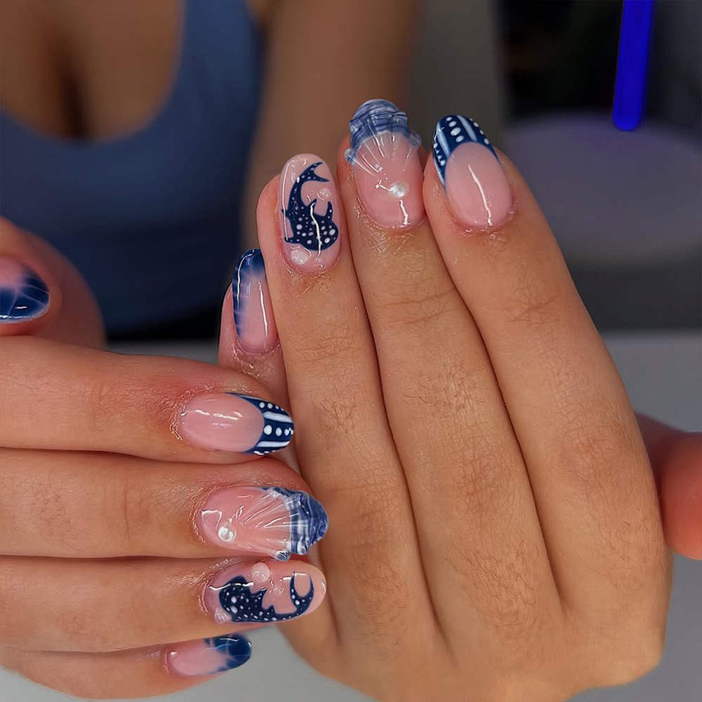 24pcs Almond 3d gel nails Whal - Marine Aquarium Decorations review and price
