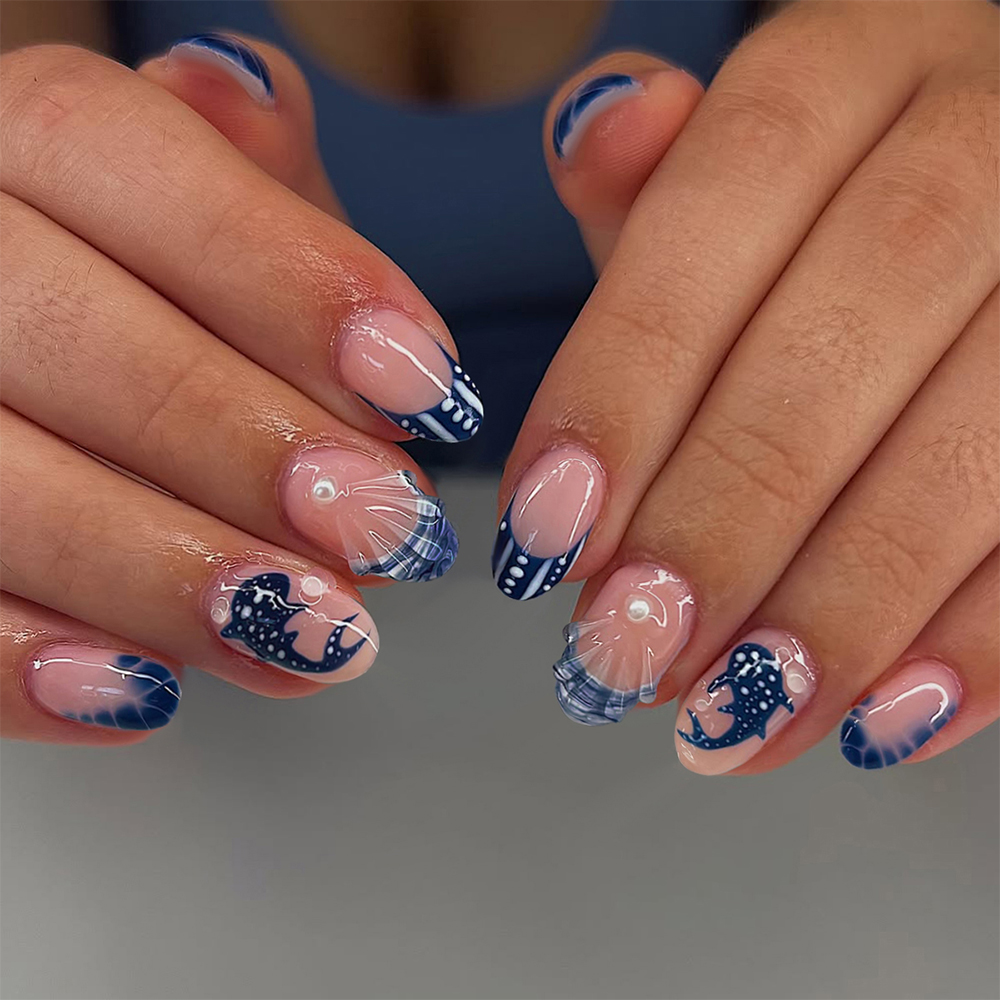 24pcs Almond 3d gel nails Whal - Marine Aquarium Decorations review and price