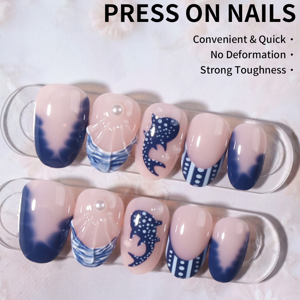 24pcs Almond 3d gel nails Whal - Marine Aquarium Decorations review and price