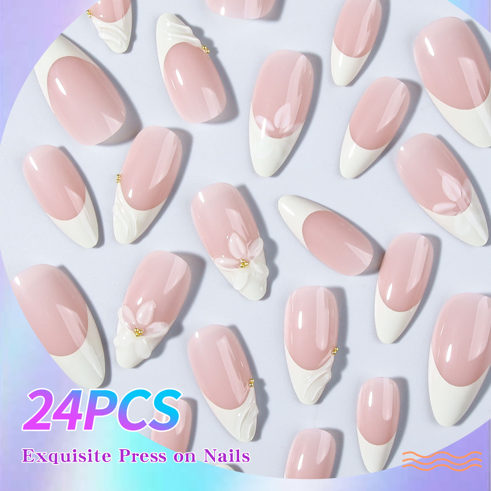 24pcs Almond 3d gel nails Whal - Marine Aquarium Decorations review and price