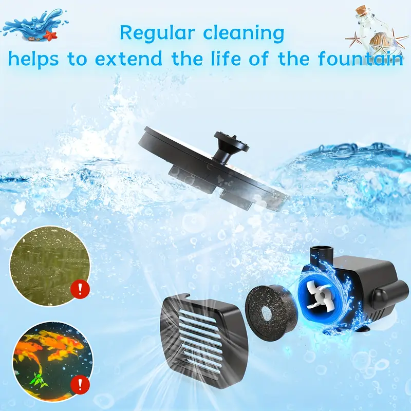 Solar Fountain for Bird Bath W - Marine Aquarium Equipment review and price