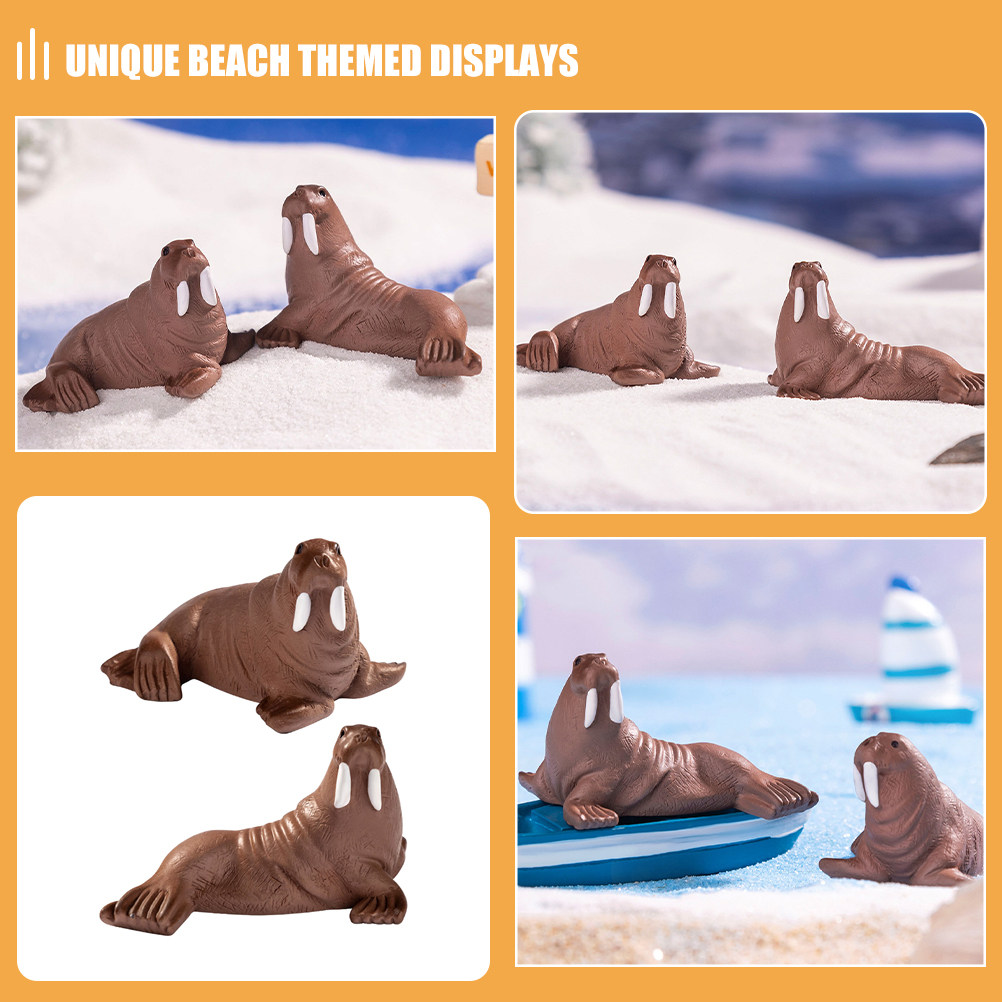 2Pcs Mini Resin Walrus Marine  - Marine Aquarium Decorations review and price
